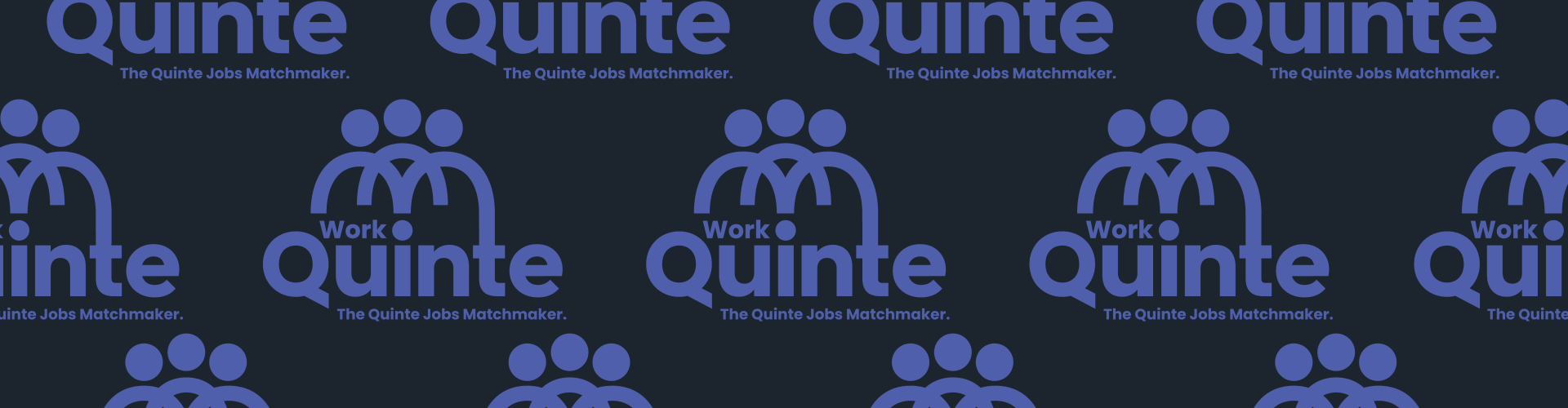 Blue background with black Work in Quinte logo and The Quinte Jobs Matchmaker tagline.