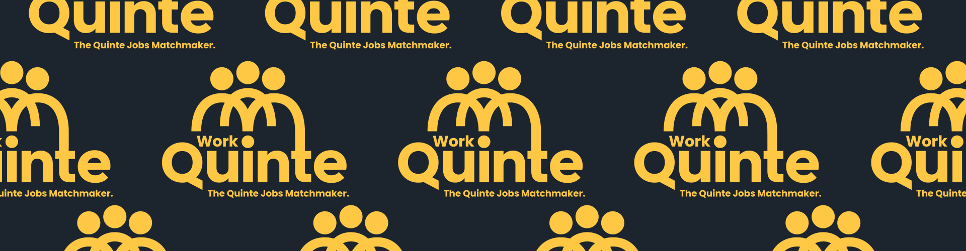Black background with orange Work in Quinte logo and The Quinte Jobs Matchmaker tagline.